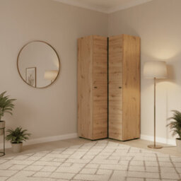 Amos Mann Furniture Nevis Oak Effect Narrow 2 Door Space-Saving Corner Wardrobe 95Cm