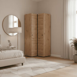 Amos Mann Furniture Nevis Oak Effect Narrow 2 Door Space-Saving Corner Wardrobe 95Cm - thumbnail 2