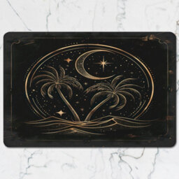 Benjamin Tate Design Gold Foil Palm Island Placemat Set Of 12 And Coaster Set Wooden Base Limited Edition - thumbnail 2