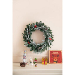 Evre 60 Cm Christmas Wreath With Artificial Berries And Pine Cones, Wall Hanging Decoration - thumbnail 4