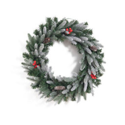 Evre 60 Cm Christmas Wreath With Artificial Berries And Pine Cones, Wall Hanging Decoration - thumbnail 1