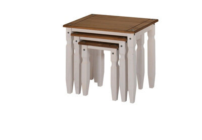 Nest Of Tables White Wax Piccolo Solid Pine 3 Living By - image 1
