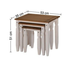 Nest Of Tables White Wax Piccolo Solid Pine 3 Living By - thumbnail 2
