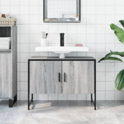 Berkfield Bathroom Sink Cabinet Grey Sonoma 80X33X60 Cm Engineered Wood - thumbnail 3