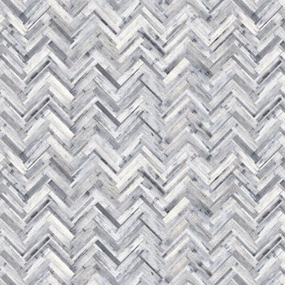 Splashwall Grey & White Herringbone Mdf Splashback, (H)600mm (W)2440mm (T)10mm - image 1