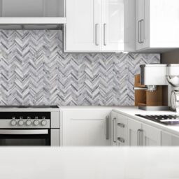 Splashwall Grey & White Herringbone Mdf Splashback, (H)600mm (W)2440mm (T)10mm - thumbnail 2