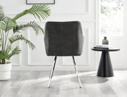 Furniturebox Set Of 2 Dining Chairs - Falun Modern Dining Chairs - Grey Fabric Chrome Leg Dining Chairs - Kitchen Dining Room Chairs - thumbnail 6