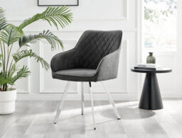 Furniturebox Set Of 2 Dining Chairs - Falun Modern Dining Chairs - Grey Fabric Chrome Leg Dining Chairs - Kitchen Dining Room Chairs - thumbnail 3