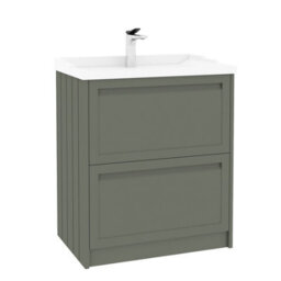 Royal Bathrooms Elmore 700mm Floor Standing 2 Drawer Cabinet Bathroom Vanity Unit With Traditional Ceramic Basin Sink - Matt Green - thumbnail 6