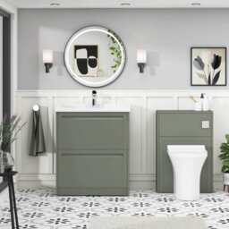 Royal Bathrooms Elmore 700mm Floor Standing 2 Drawer Cabinet Bathroom Vanity Unit With Traditional Ceramic Basin Sink - Matt Green - thumbnail 4