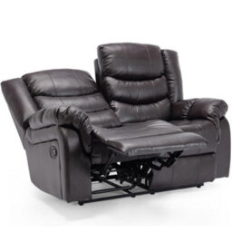 More4Homes Seattle Manual High Back Bonded Leather Recliner 2 Seater Sofa (Brown) - thumbnail 3
