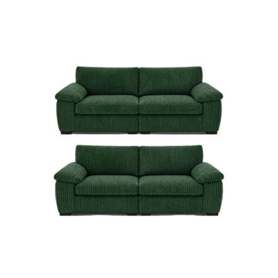 BlissFurniture Ltd Amalfi 3+2 Seater Sofa Set In  Green Fabric With Memory Foam Seating
