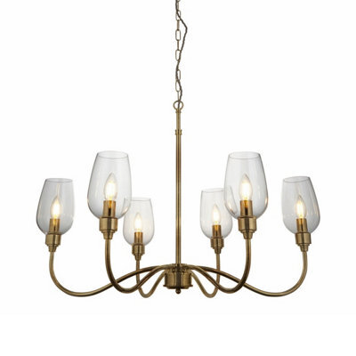 Luminosa Lighting Luminosa Livorno Multi Arm Pendant Ceiling Light Antique Brass Plate, Clear Glass - image 1