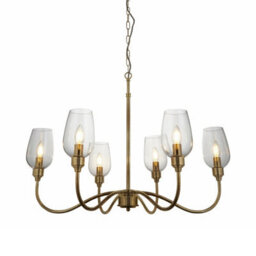 Luminosa Lighting Luminosa Livorno Multi Arm Pendant Ceiling Light Antique Brass Plate, Clear Glass - thumbnail 1