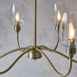 Luminosa Lighting Luminosa Livorno Multi Arm Pendant Ceiling Light Antique Brass Plate, Clear Glass - thumbnail 5