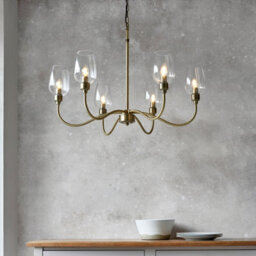 Luminosa Lighting Luminosa Livorno Multi Arm Pendant Ceiling Light Antique Brass Plate, Clear Glass - thumbnail 3