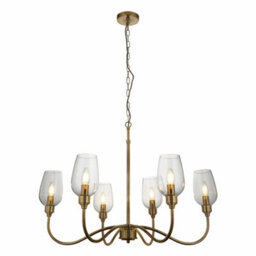 Luminosa Lighting Luminosa Livorno Multi Arm Pendant Ceiling Light Antique Brass Plate, Clear Glass - thumbnail 6