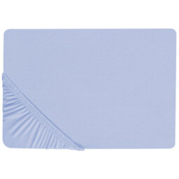 Beliani Fitted Sheet Janbu Cotton 160 X 200 Cm Light Blue