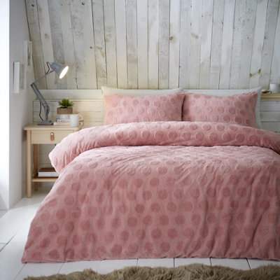 Smart Living Teddy Bear Fluffy Bedding Set, Thermal Warm & Cosy Super Soft Fleece Duvet Cover Set With Pillowcases - Blush Pink - image 1
