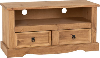 Seconique Corona Flat Screen Tv Unit With 2 Drawers In Distressed Waxed Pine - image 1