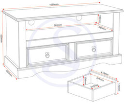 Seconique Corona Flat Screen Tv Unit With 2 Drawers In Distressed Waxed Pine - thumbnail 9