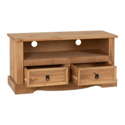 Seconique Corona Flat Screen Tv Unit With 2 Drawers In Distressed Waxed Pine - thumbnail 3