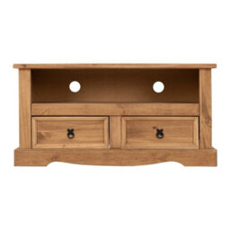 Seconique Corona Flat Screen Tv Unit With 2 Drawers In Distressed Waxed Pine - thumbnail 4