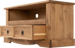 Seconique Corona Flat Screen Tv Unit With 2 Drawers In Distressed Waxed Pine - thumbnail 7