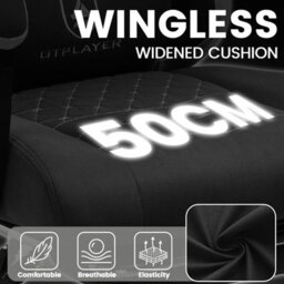 Gtplayer Fabric Gaming Chair With Footrest, Computer Chairs For Adults With Pocket Spring Cushion Ergonomic For Home Office, Black - thumbnail 5