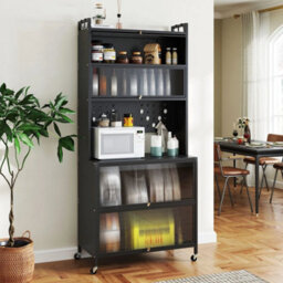 Kitchen Freestanding Bakers Rack Buffet Cabinet With Storage - thumbnail 3