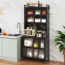 Kitchen Freestanding Bakers Rack Buffet Cabinet With Storage - thumbnail 1