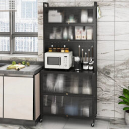 Kitchen Freestanding Bakers Rack Buffet Cabinet With Storage - thumbnail 5