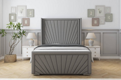 "Sloomy Rutherford Pewter Dumfries Bed Frame With 50"" Upholstered Wingback Headboard 5' King" - image 1