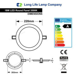 Long Life Lamps Company 18W Led Round Ceiling Panel 3500K Warm White - thumbnail 2
