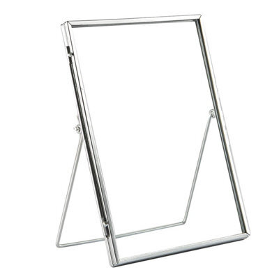 "Nicola Spring Standing Metal Photo Frame - 6"" X 8"" - Silver - Picture Frame Freestanding Frame Display Poster Frame" - image 1