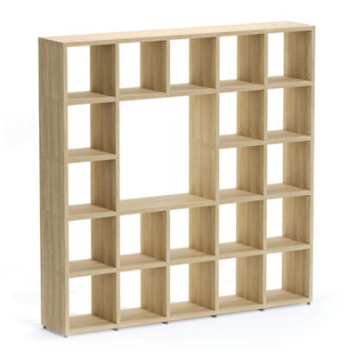 RB UK Boon 21 Cube Shelving Unit Eco-Friendly Bookcase Freestanding Heavy Duty Oak, Made In Austria (H)1830mm (W)1810mm (D)330mm