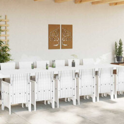 Berkfield Garden Dining Set 15 Pcs White Polt Rattan - thumbnail 3