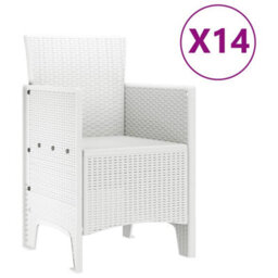 Berkfield Garden Dining Set 15 Pcs White Polt Rattan - thumbnail 5