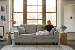 Soft Chenille Fabric Beige 2 Seater Sofa Nathan - High Back Cushions, Sprung Seat - Room Delivery - thumbnail 7