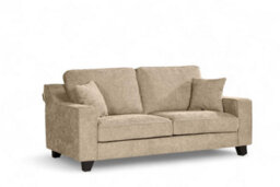 Soft Chenille Fabric Beige 2 Seater Sofa Nathan - High Back Cushions, Sprung Seat - Room Delivery - thumbnail 3