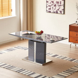 Furniture in Fashion Belmonte High Gloss Extending Dining Table Small In Grey - thumbnail 1