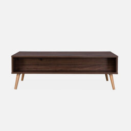 Sweeek - Coffee Table With Wood And Cane Effect Boheme Dark Wood Colour 110X59X39 Cm - thumbnail 4