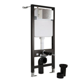 Homestylestore White Bathroom Wall Hung Round Toilet Wc Tall Wall Frame Chrome Round Flush Plate - thumbnail 3