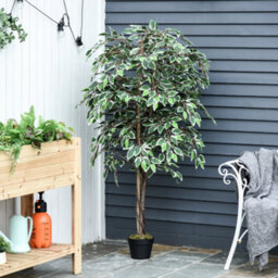 Outsunny 160Cm/5.2Ft Artificial Ficus Tree Fake Plant In Pot Indoor - thumbnail 7