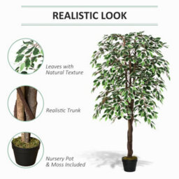 Outsunny 160Cm/5.2Ft Artificial Ficus Tree Fake Plant In Pot Indoor - thumbnail 4