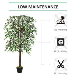 Outsunny 160Cm/5.2Ft Artificial Ficus Tree Fake Plant In Pot Indoor - thumbnail 6