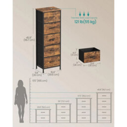 5 Drawers Lightweight Tall Chest Of Drawers - thumbnail 2