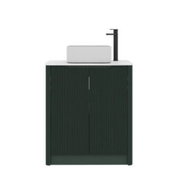 Royal Bathrooms Avenza 600mm Deep Moss Green Floor Standing Bathroom Vanity Unit 2 Door With Elena Basin - thumbnail 6