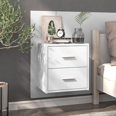 Berkfield Wall-Mounted Bedside Cabinet High Gloss White - image 1