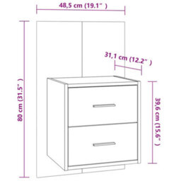 Berkfield Wall-Mounted Bedside Cabinet High Gloss White - thumbnail 8